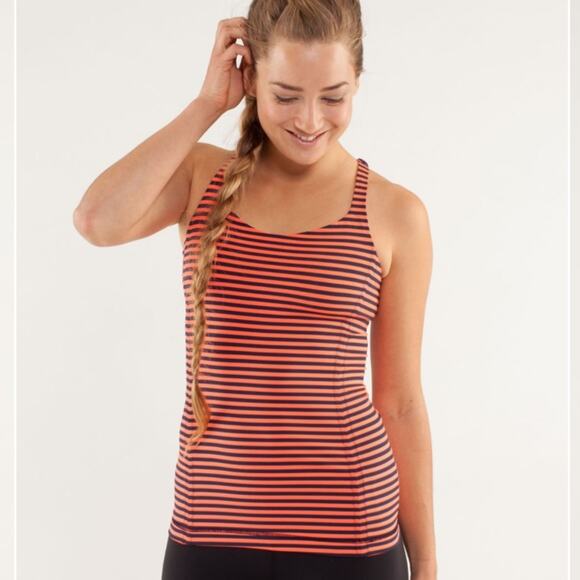 Lululemon Free To Be Tank Orange Stripe - Picture 2 of 9